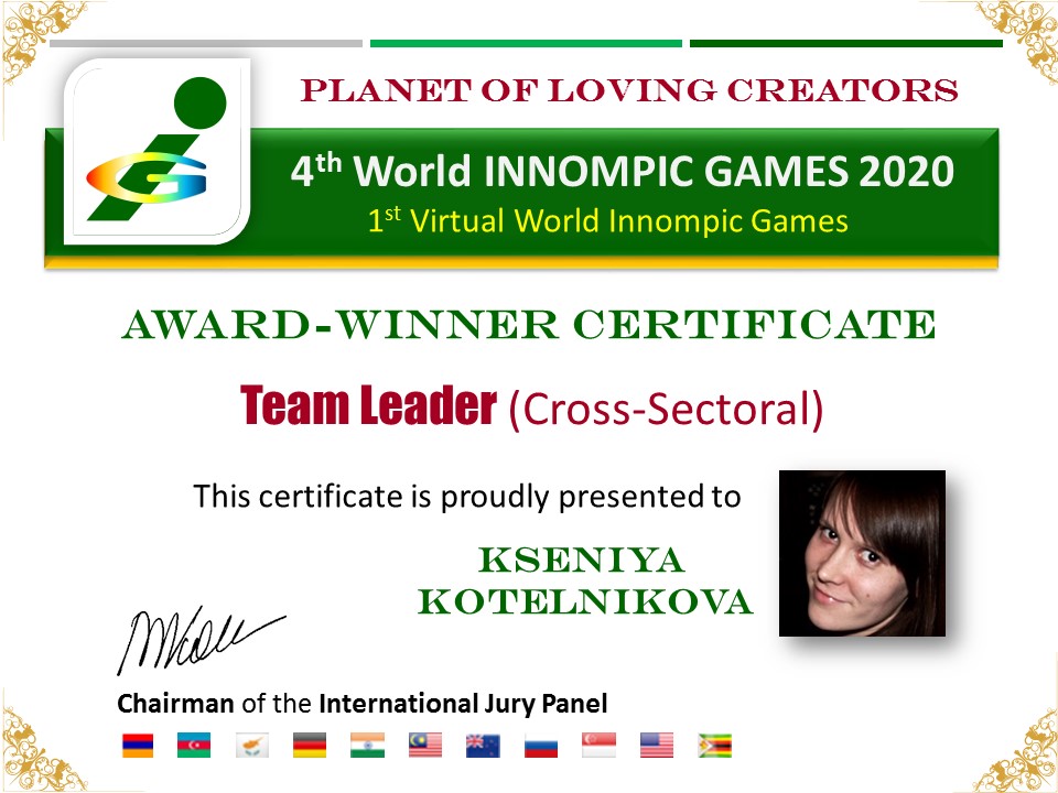 Best Team Leader award winner, Kseniya Kotelnikova, Russia