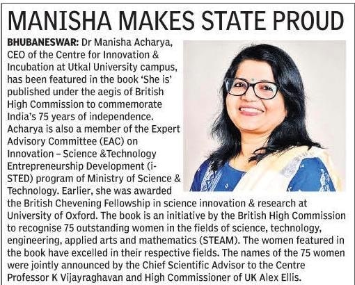 Dr. Manisha Acharia makes Odisha state proud