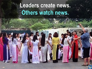 Leaders create news, followers watch new, leadership quotes, Vadim Kotelnikov photogram